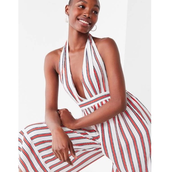Urban outfitters: plunging halter jumpsuit stripes - Picture 2 of 8